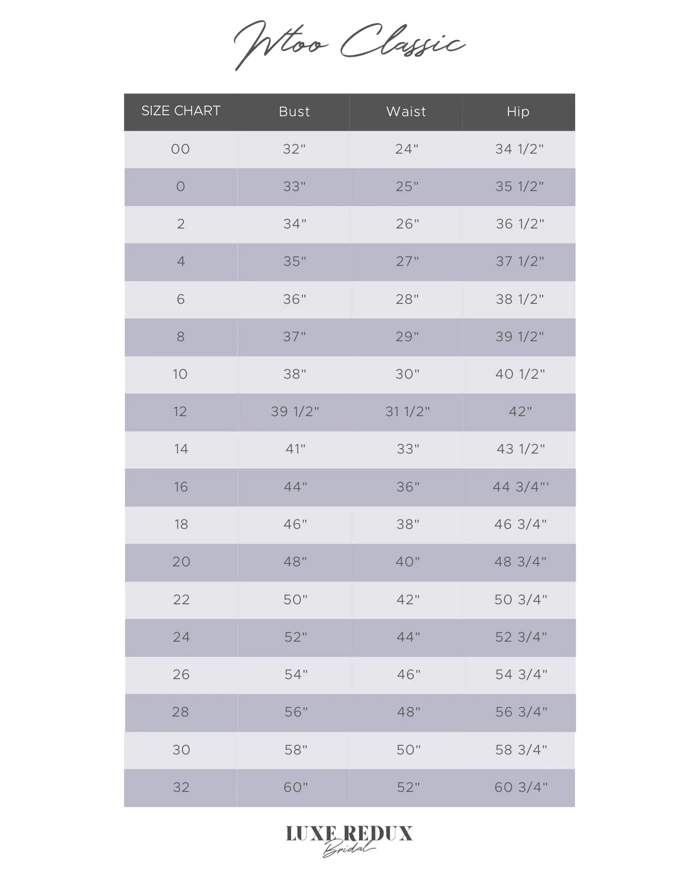 WTOO Vonda - Size 12 Size Chart