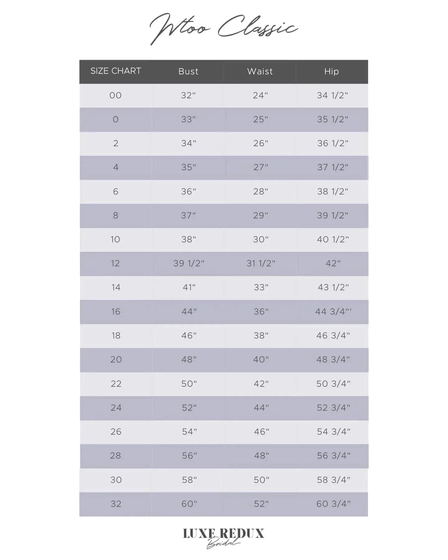 WTOO Clea - Size 10 Size Chart