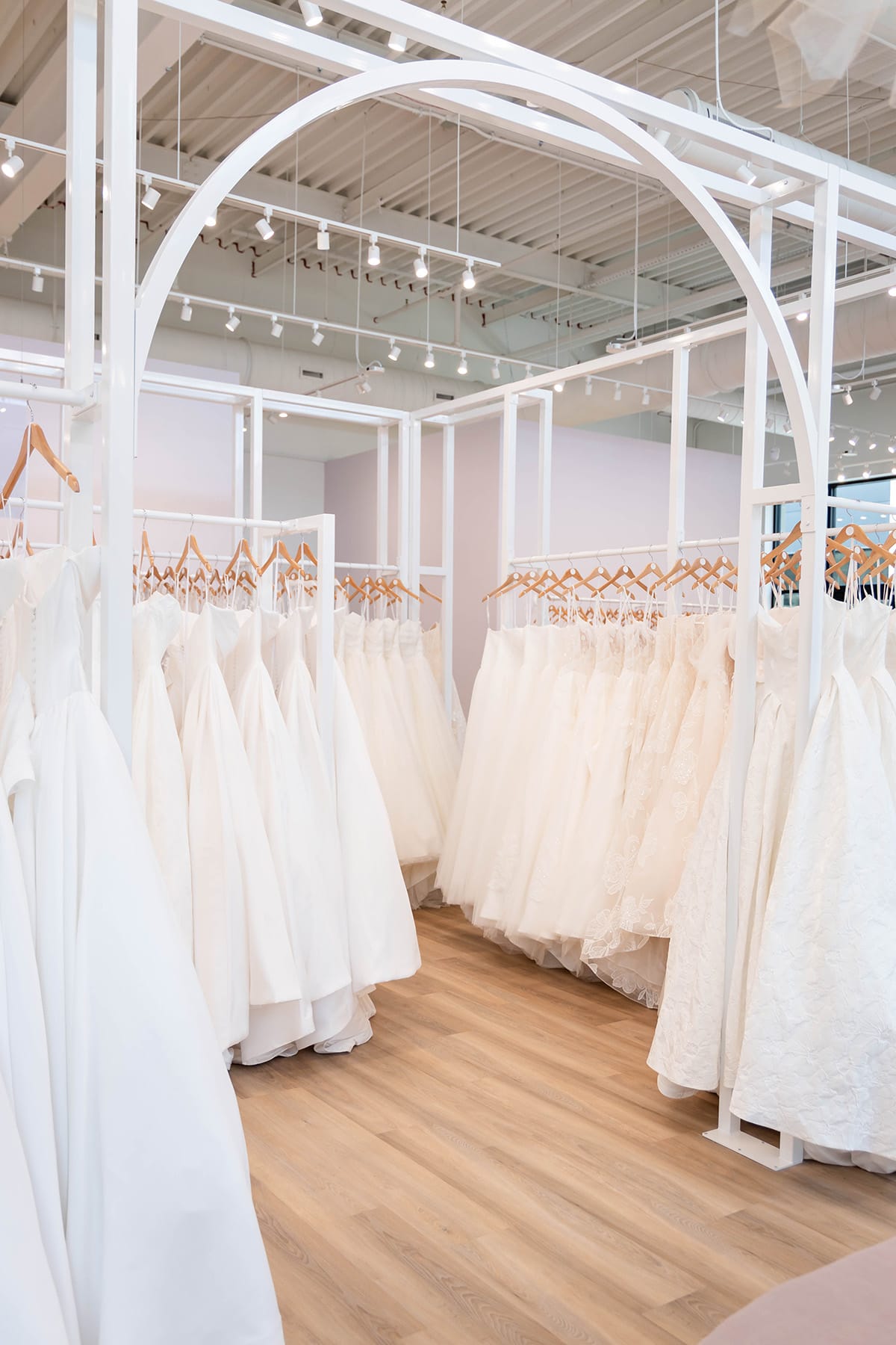 Wedding gowns on display at Luxe Redux Bridal in Atlanta