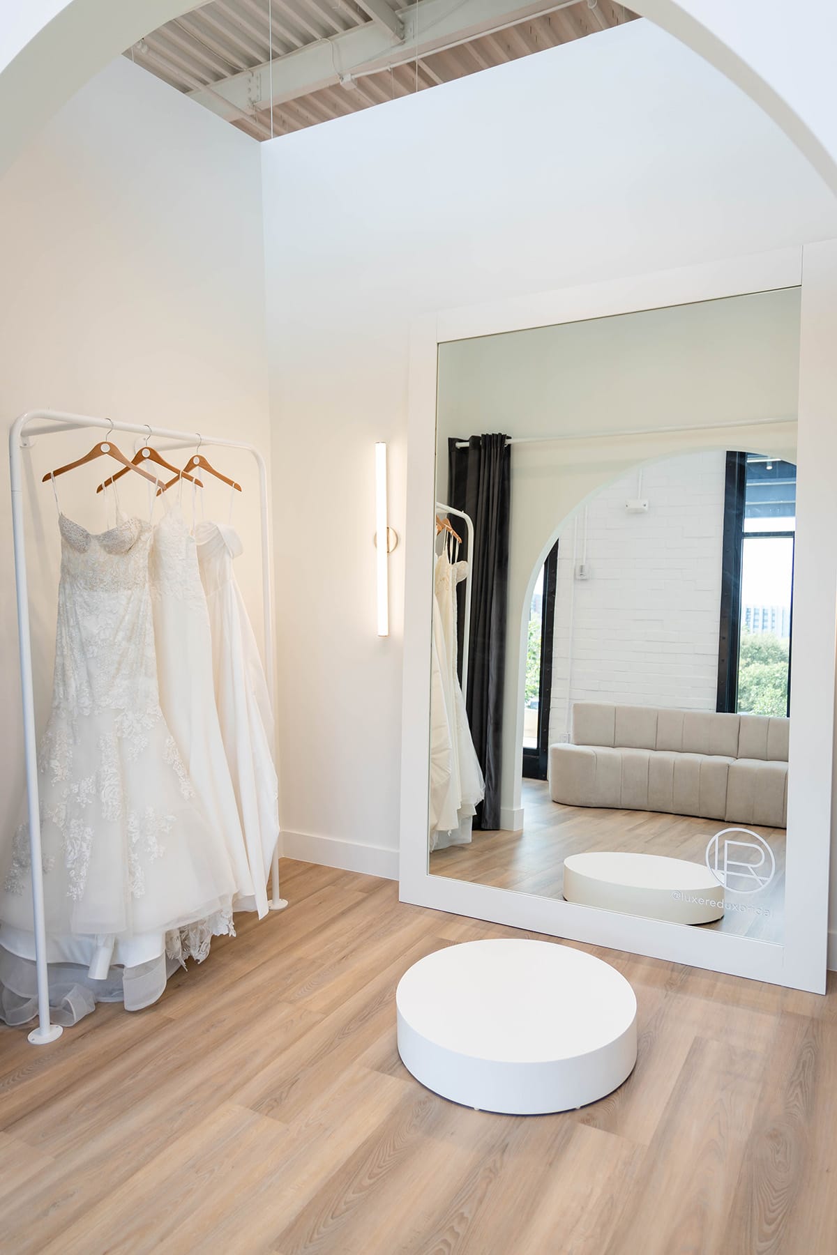 Mirror in the Luxe Redux Bridal fitting area