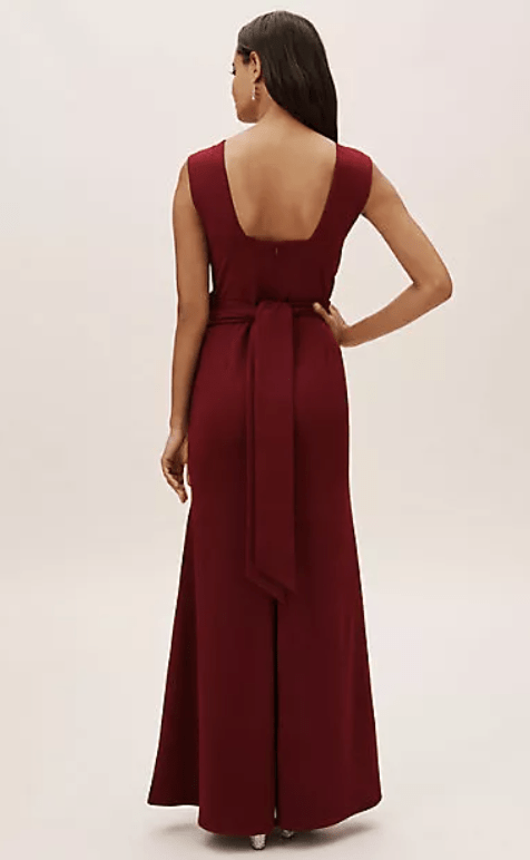 bhldn red dress Bhldn Open-back Satin Maxi Dress