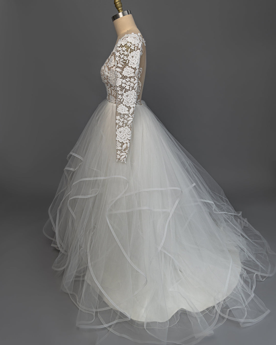 hayley paige long sleeve blush dress Hayley Paige Lorelei Long Sleeve Ball Gown and Flower Crown