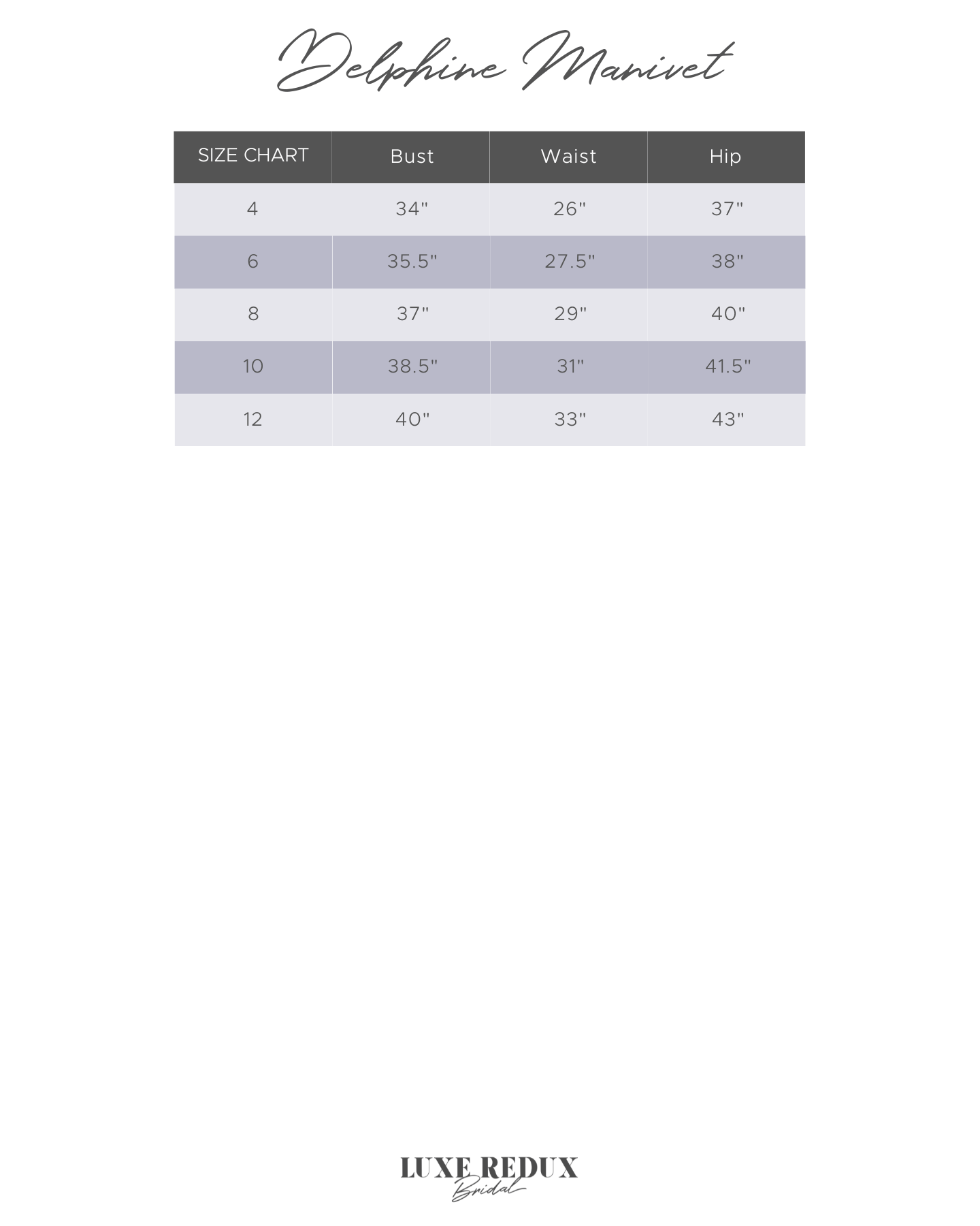 Delphine Manivet Prospere - Size 8 Size Chart