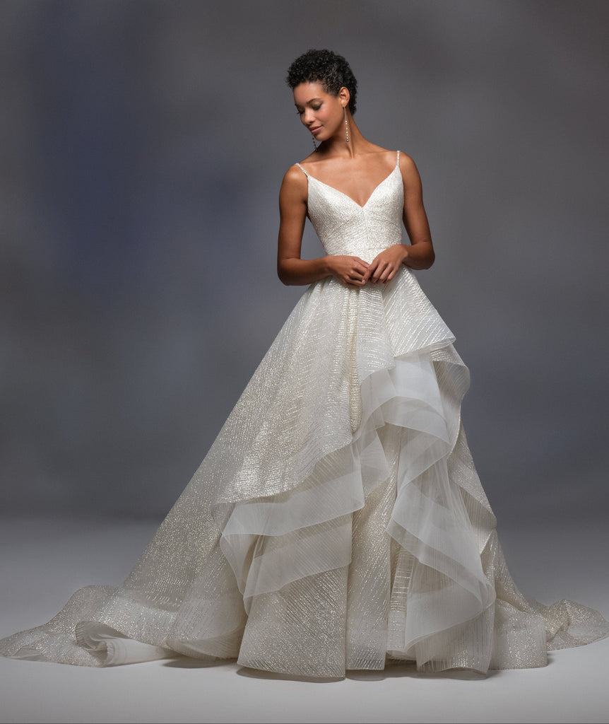 open lace back dress Lazaro Cheyenne