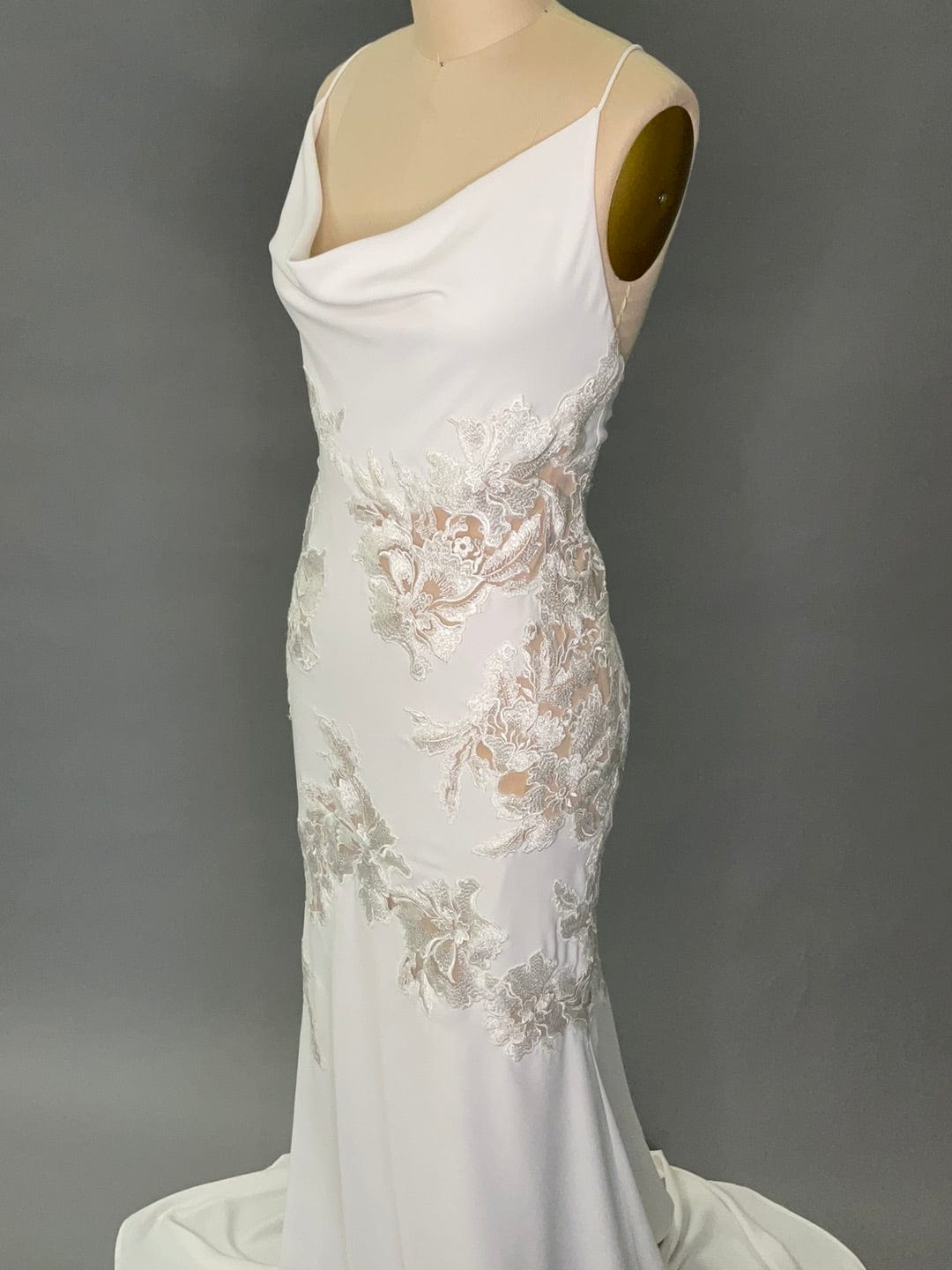 silk cami wedding dress Cami Strap A-Line Corset Lace Wedding Dress in Ivory and Blush, Ivory / Custom Size( Free )